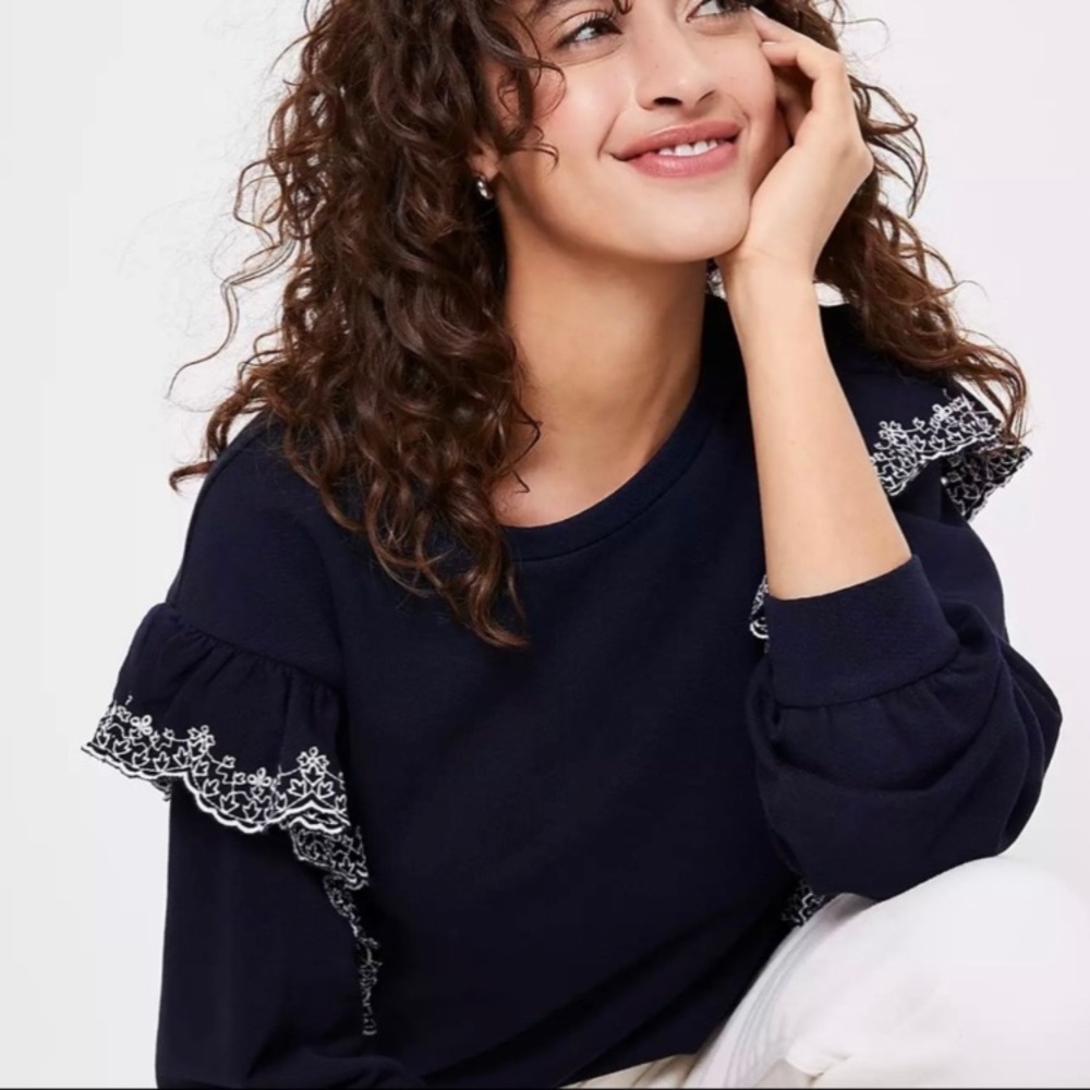 LOFT embroidered ruffles sweatshirt